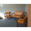 Retro Orange Vinyl and Wood Guest Seating Set